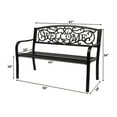 thumbnail image 3 of Black Welcome Design Outdoor Bench 750LB Capacity - Powder-Coated Iron & PVC Patio Seating for Garden, Porch, Deck, 3 of 9