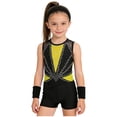 thumbnail image 5 of Aislor Girls Tank Unitards With Shorts Headband Gymnastics Leotard Athletic Ballet Dance Bodysuit Training Outfits Yellow 10, 5 of 7
