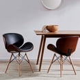 thumbnail image 2 of BELLEZE Set of 4 Mid Century Modern dining Chairs, Upholstered Faux Leather Walnut Curved Back Contemporary Kitchen Dining Accent Chair, Minimalist Vintage Style - Avalon (Black), 2 of 7