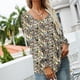 thumbnail image 3 of Camiseta tipo túnica para mujer, informal, manga larga, cuello en V, plisada, con puños fruncidos, 3 XXL, 3 of 6