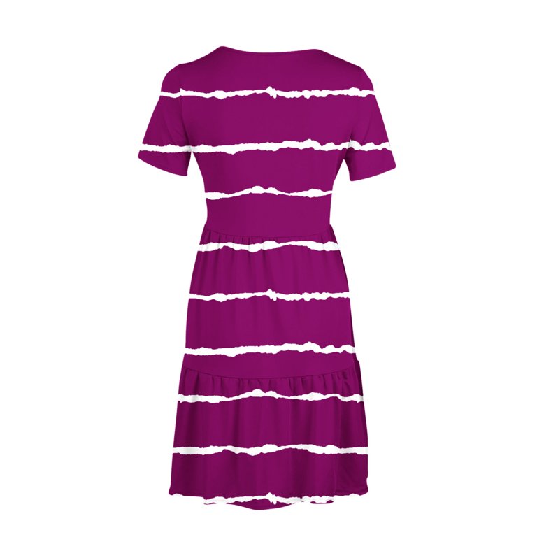 Ahuyic Printed Multi-Color Plus Size Dress For Women, Summer Womens' Short  Sleeve Knee-Length Dresses,Summer Ladies' Double-Pocket Layered Dress Round  Neck Short Sleeves Knee-Length Dress - Walmart.com