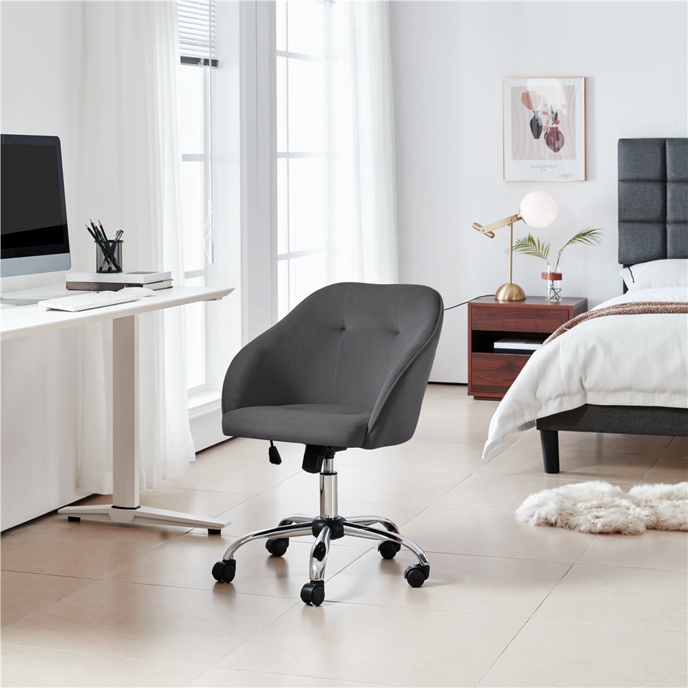 Alden Design Modern Velvet Adjustable Swivel Office Chair, Gray