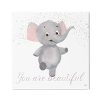 Stupell Industries You Are Beautiful Elephant Animals & Insects Painting Gallery Wrapped Canvas Art Print Wall Art, 17 x 17