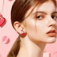 thumbnail image 5 of 6pcs Valentine’s Day Wooden Stud Earrings - 3 Pairs Heart-Shaped Rose Design, Personalized Dainty Earrings for Women, Romantic Valentine Gift for Girlfriend, Sister or Friend, Daily Wear, C, 5 of 6