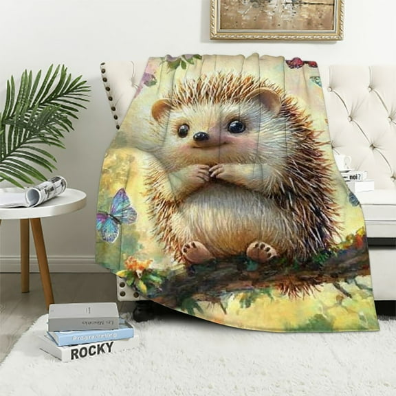 BCIIG Lovely Hedgehog Throw Blanket - Soft Plush, Lightweight, Warm, Fuzzy Flannel Blanket for Bedroom, Couch, Travel, Office, Outdoor - Cute and Comfy Gift 50in×60in 40x50in