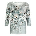 thumbnail image 4 of RXMEKW Womens Tops 3/4 Sleeve Loose Fit Womens Fashion Printed Loose T-Shirt Mid-Length 3/4 Sleeves Blouse Round Neck Casual Tops Womens 3/4 Sleeve Tops and Blouses Womens 3/4 Sleeve T Shirts, 4 of 5