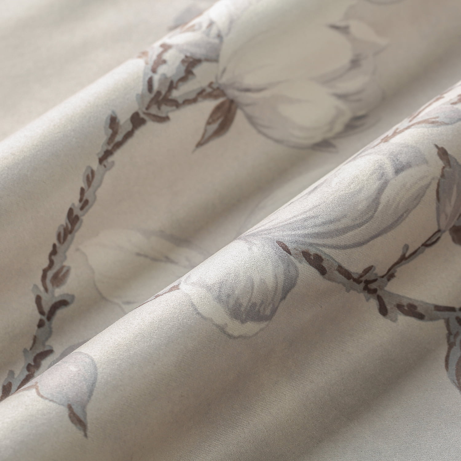 VOGOL Magnolia Flower Blackout Curtains for Bedroom, Grommet Thermal Insulated Room Darkening Curtains for Living Room Patio Door Window Drapes, 2 Panels, W52 x L96, Grey