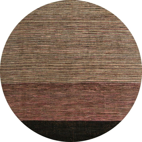 Ahgly Company Indoor Round Abstract Bakers Brown Abstract Area Rugs, 5' Round