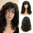 thumbnail image 4 of TUITOONM Long Curly Wig with Bangs 23.6" Heat-Resistant Synthetic Hair for Women, Adjustable Breathable Cap , 3 Natural Colors Available, 4 of 6