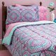 thumbnail image 1 of Juego de edredón hippie de 8 piezas para niñas, ropa de cama bohemia con múltiples flores, estampados florales de color verde azulado, violeta y rosa, espíritu hippy inspirado en el estilo indie, flor OS 600663228133, 1 of 1
