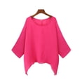 thumbnail image 1 of Nueva camiseta de manga larga suelta camisa de murciélago cuello redondo de gran tamaño Eccomum Rosa Rojo XL, 1 of 4