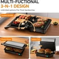 thumbnail image 3 of 1000W Sandwich Maker with Non-Stick Coated Plates, Opens 180 Degrees for Size of Food, 3-in-1 Sandwich Press Electric Grill, Stainless Steel Surface and Removable Drip Tray, 3 of 5