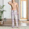 thumbnail image 5 of Uemuo Floral Purple Buffalo Plaid Pattern Men's Wide Leg Palazzo Lounge Pants with Pockets Light Weight Loose Comfy Casual Pajama Pants-XX-Large, 5 of 9