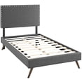 thumbnail image 3 of Modway Macie Twin Fabric Platform Bed with Round Splayed Legs in Gray, 3 of 5