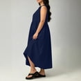 thumbnail image 4 of Karymi Plus Size Bow Keyhole Sleeveless Midi Dress, High Waist A-Line Casual Flowy Summer Dress with Pockets Easter Dress, 4 of 7