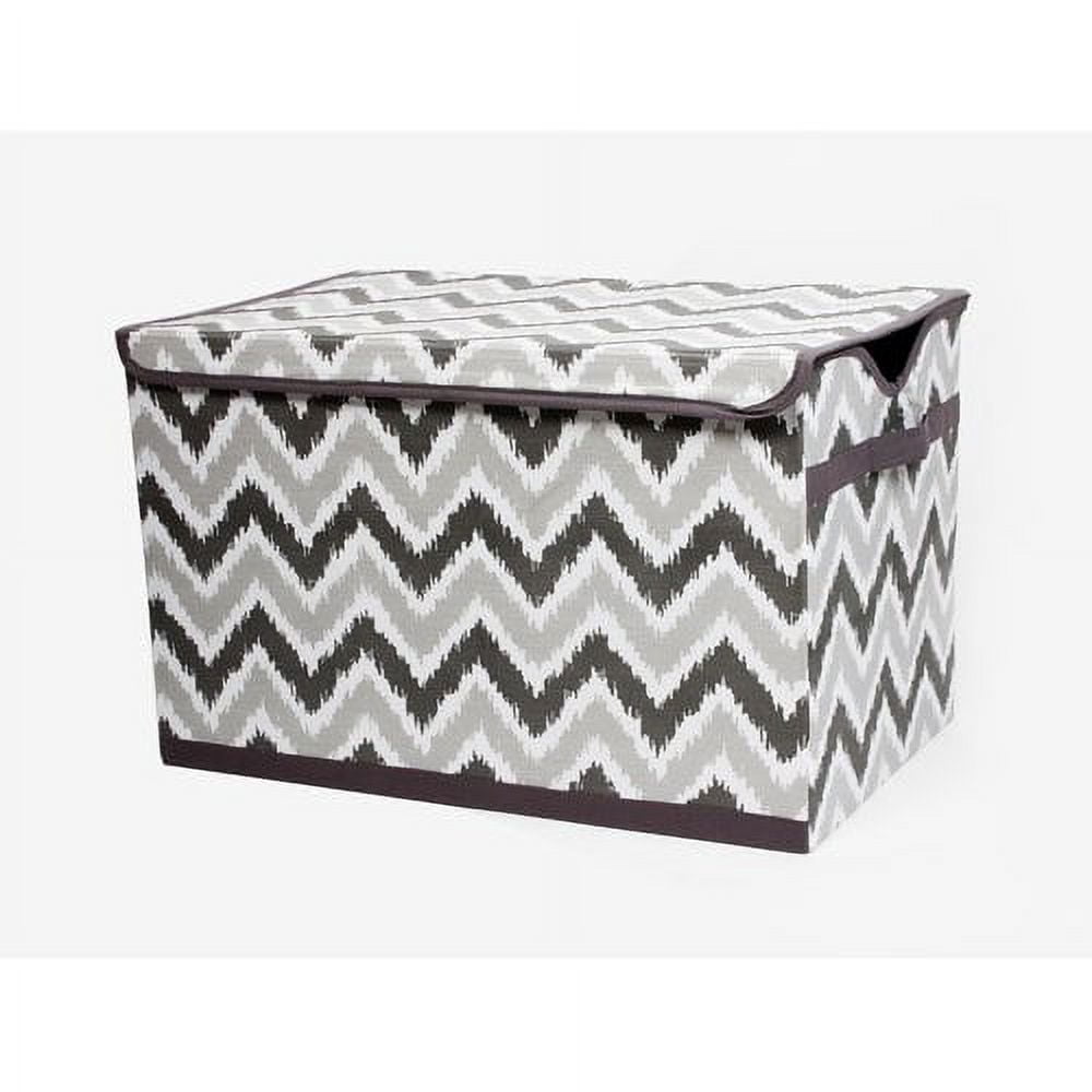 Bacati - MixNMatch Pink Zigzag Cotton Percale Fabric covered Storage, Toy Chest, 24.5 L x 15 W x 14 H inches