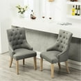 thumbnail image 2 of Solid Wood Button Tufted Hostess Chairs / Upgrade Dining Area with 2 Grey Pieces, 2 of 5