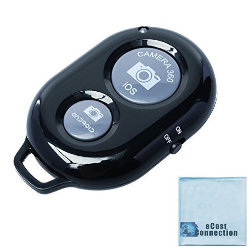 Bluetooth Wireless Remote Control Camera Shutter Button for Smartphones:iPhone and Android Cellphones + eCostConnection Microfiber Cloth