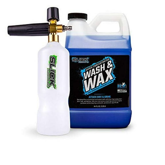 Slick Products Wash & Wax Bundle, Automotive Cleaner 64 oz with Foam Cannon