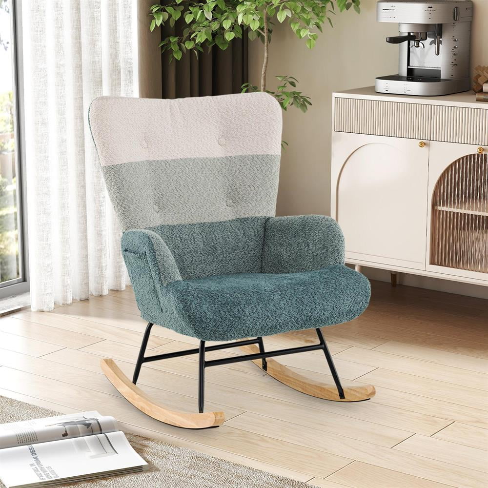Topcobe Nursery Rocking Chair with Ergonomic Armrests and High Backrest, Modern Furniture for Living Room, Practical, Easy to Assemble