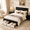 Black & White, variant on BSHTI King Size Upholstered Platform Bed Frame with Tufted Headboard, Noise-Free Metal Support for Bedroom(Black)