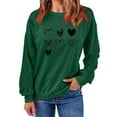 thumbnail image 4 of ibuvkizy Womens Sweatshirts Valentines Day!Women's Round Neck Lover's Love Print Sweatshirt Long Sleeved Pullover Top/shirt Green,L, 4 of 7