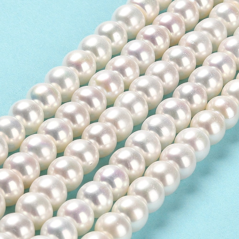 Cultured Freshwater Pearl Beads Strands Grade 4A++ Rondelle 8~9x6~7mm Hole: 0.5~0.8mm 55pcs/strand 15.75''(40cm)