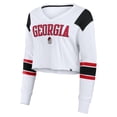 thumbnail image 2 of Women's Fanatics White Georgia Bulldogs Training Camp Cropped Long Sleeve V-Neck Fashion Top, 2 of 3