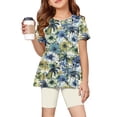 thumbnail image 2 of Grblisyd Girls Hawaiian Outfits Tops + Elastic Waist Shorts Clothing Sets Summer Clothes 1-13 Years, 2 of 6