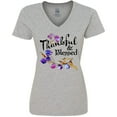 thumbnail image 3 of Inktastic Thankful and Blessed Inspirational Saying with Flowers Women's V-Neck T-Shirt, 3 of 5