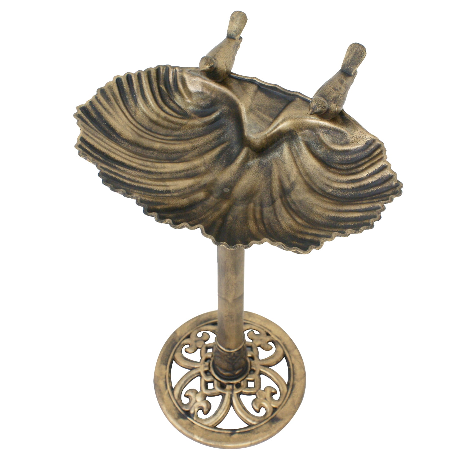 32/" Birdbath Sitting Pedestal Bird Bath Antique Gold Outdoor Garden Decor