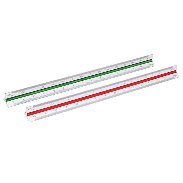 Unique Bargains Triangular Measure Scale Ruler 1:20, 1:25, 1:50, 1:75, 1:100, 1:125 2PCS