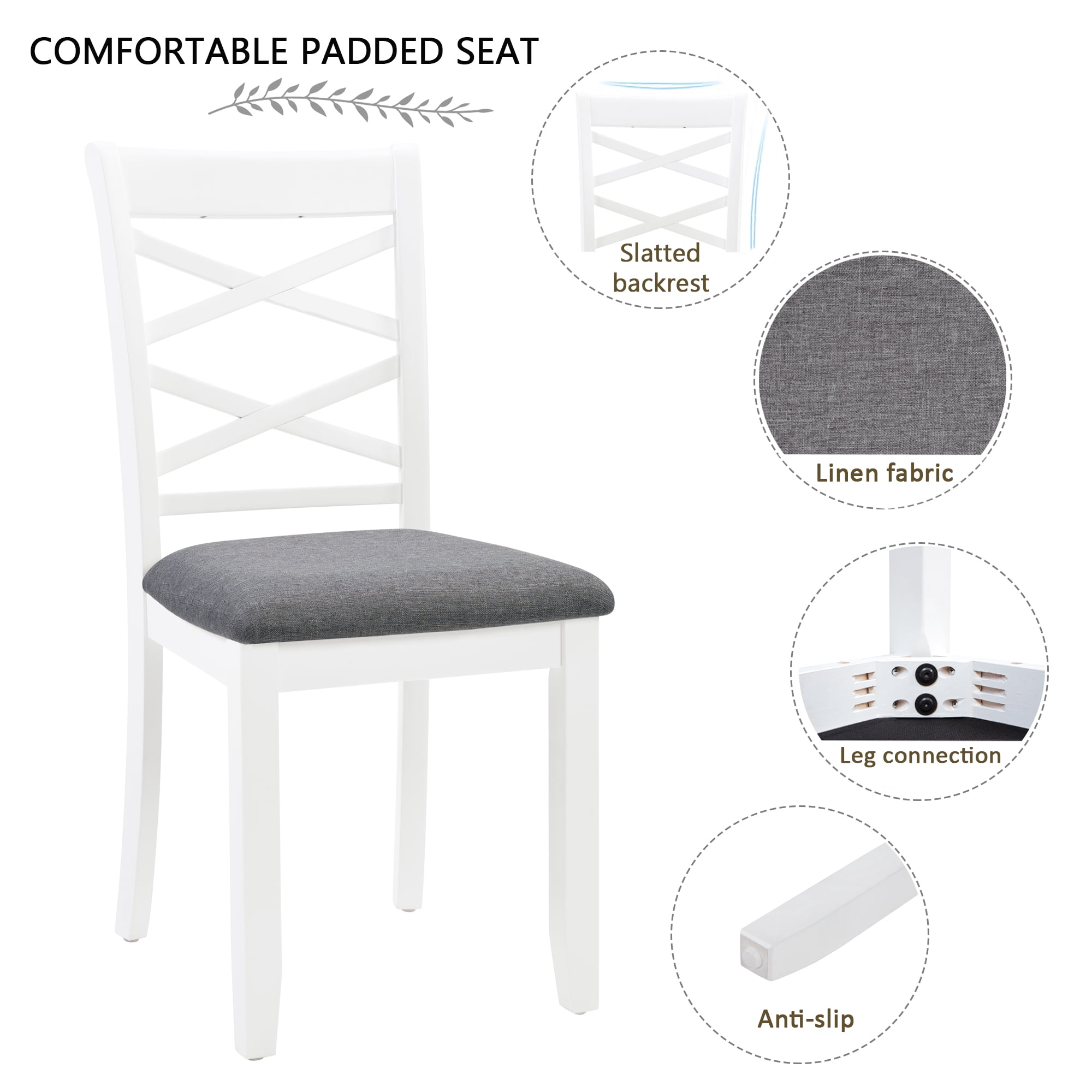 6-Piece Dining Table Set for 6, 58.5" Rectangular Dining Table with 4 Upholstered Chairs and Bench
