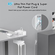 VILONG Desk Clamp Power Strip with 15 Outlets, 2 USB-C, 2 USB-A Ports, Surge Protector - White