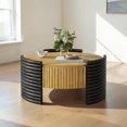 thumbnail image 2 of GZXS 31.5" Round Coffee Table with Flip Top & Hidden Compartment, Two-Tone Design, Modern MDF Storage Center Table for Living Room/Home Decor, Wood+Dark Brown, 2 of 9