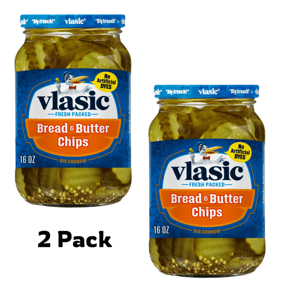 Vlasic Bread and Butter Pickle Chips, Keto Friendly, 2 Pack, 16 fl oz
