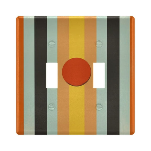 Yayeee Toggle Light Switch Wall Plate 2-Gang 4.56"x4.48" Decorative Outlet Cover, Stripes and Circle