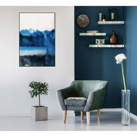 Luxury Lakefront Canvas Wall Art 40x60, Black Frame Home Decor