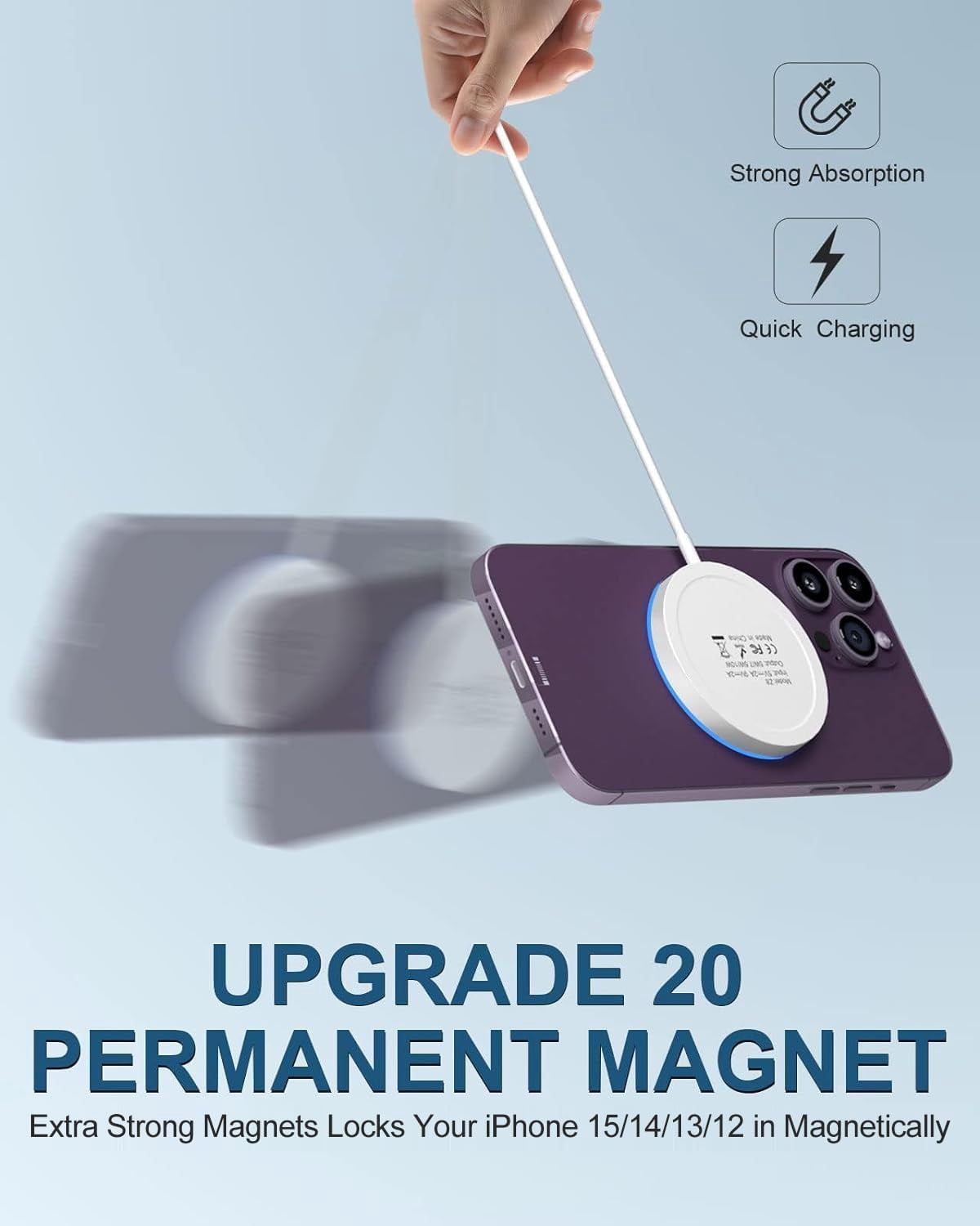 LujingZ 2 - Pack 15W Fast Magnetic Wireless Charger - for iPhone & AirPods - 5ft Dual - Port Cable