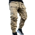 thumbnail image 1 of SGMVNU Pants for Men Casual - Mid Waist Retro Reflective Drawstring Printed Pants with Pockets, Ethnic Style Casual Pants, Elastic Waist Casual Pants(Size XXL,Khaki), 1 of 4