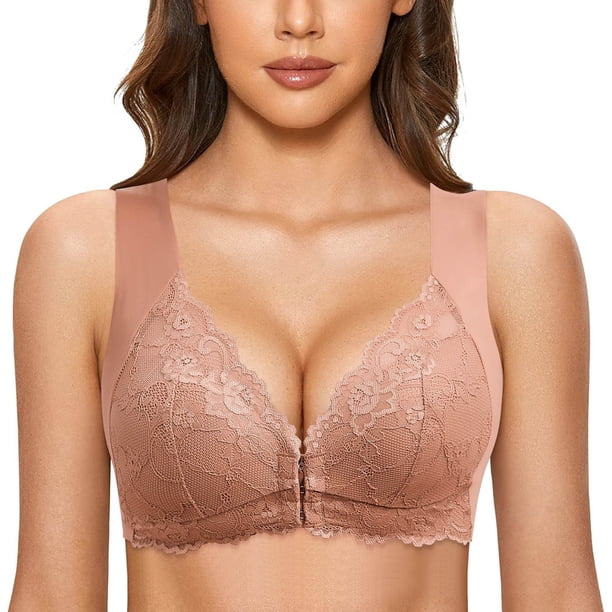 WILLBEST Brasier Invisible Mujer Sujetador Francés Sin Aros De Acero Para Mujer, Con Cierre Frontal, Espalda En T, Talla Grande, Sin Costuras Y Sin Forro, Para Busto Grande 271