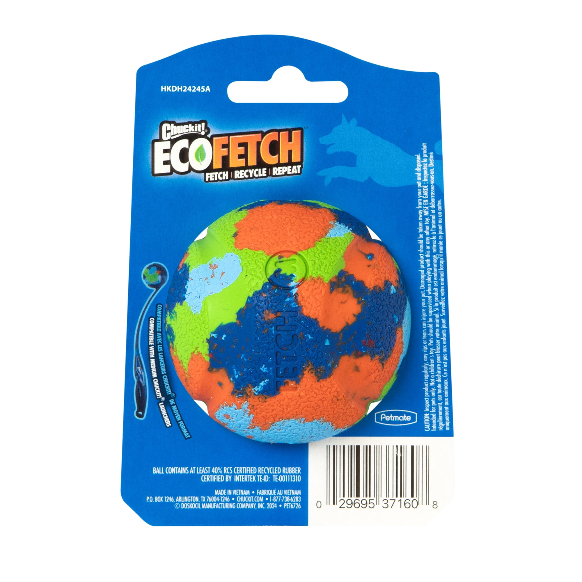 Chuckit! EcoFetch Recycled Rubber Dog Ball Fetch Toy for Dogs, Medium 2.5" for Pets 20 to 60 lbs, Pack of 1