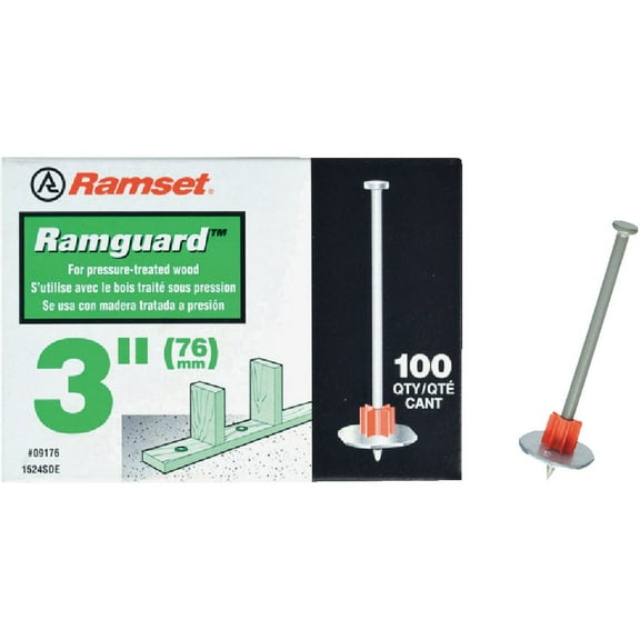Ramset Ramguard 3 In. Fastening Pin With Washer - Concrete Anchor - 100 Pack