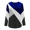 thumbnail image 4 of BLVB Womens Fall Spring Tops Trendy Color Block Crewneck Long Sleeve Casual Loose Going out Blouse, 4 of 5