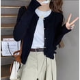 thumbnail image 2 of Chaqueta cárdigan de punto suave y cerosa de estilo coreano para mujer 2024 nuevo suéter exterior de manga larga reductor de edad de color caramelo para mujer a principios de otoño, 2 of 5