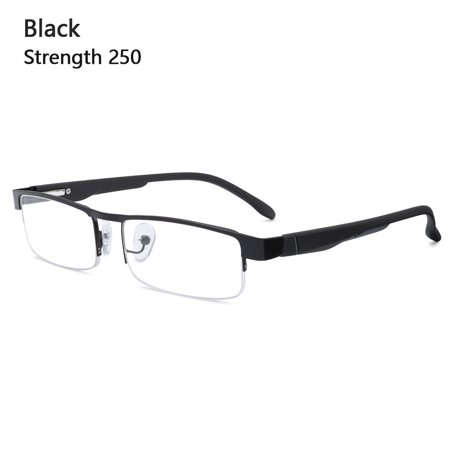 Office School Half Frame Eye Protection Portable Ultra Light Frame Business Reading Glasses Anti-Blue Light Glasses Computer Goggles BLACK STRENGTH 250