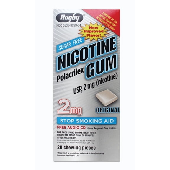 Rugby Regular Nicotine Gum, Original Flavor, 2 mg, 40 Pieces, Twin Pack