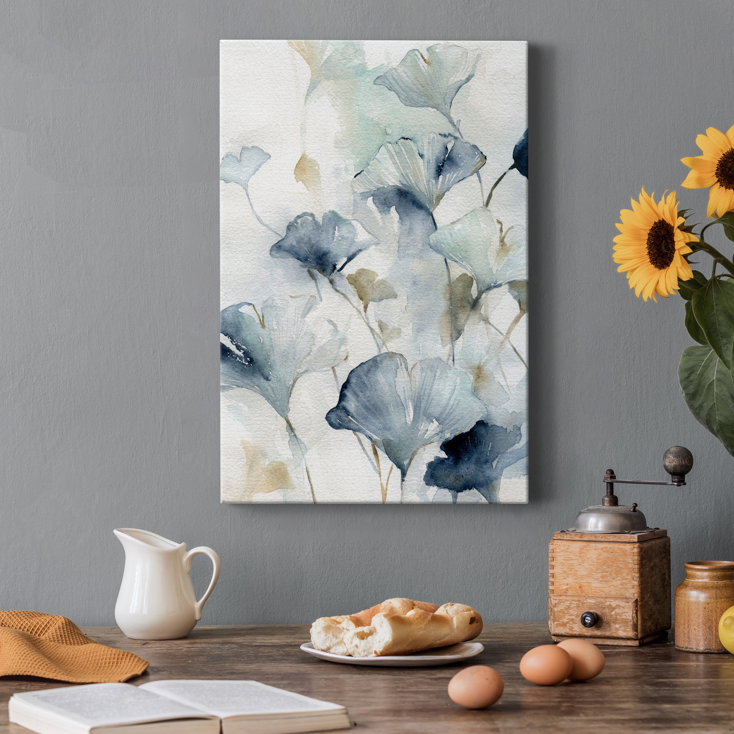 Indigo Ginkgo II Premium Gallery Wrapped Canvas - Ready to Hang - 12 x 18