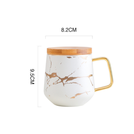

Livesture Ceramic Coffee Cup Mark Cup Marbled Household Water Cup Breakfast Cup With Lid Spoon Style B