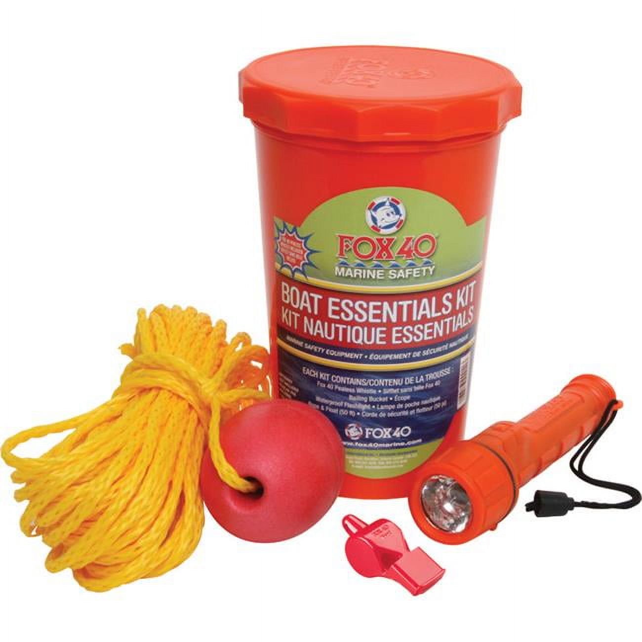 Fox 40 USA Waterproof Boat Essentials Kit with Marine Incandescent Flashlight, Whistle, Rope & Float